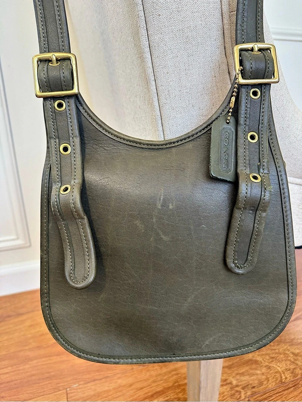 Vintage Coach Legacy Faith Olive Green Leather Crossbody Bag 9949 USA Made